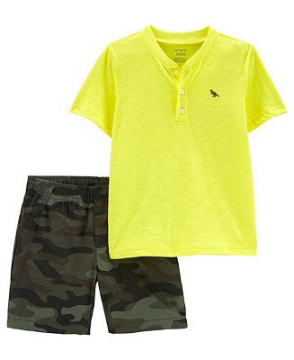 Carter's Baby Boys 2-Piece Henley T-shirt and Shorts Set & Reviews - Sets & Outfits - Kids - Macy... | Macys (US)