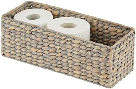 mDesign Small Rustic Farmhouse Woven Hyacinth Toilet Paper Holder Basket - Storage Organizer Tank... | Amazon (US)