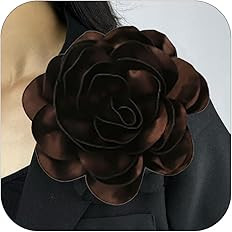 Dainty Satin Fabric Rose Flower Extra Large Big Brooches Pins Elegant Silk Camellia Flower Oversi... | Amazon (US)