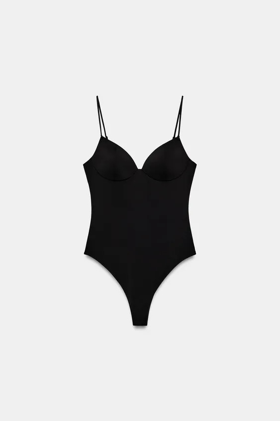 Bodysuit crafted from a polyamide blend. Featuring a sweetheart neckline and thin adjustable stra... | Zara US