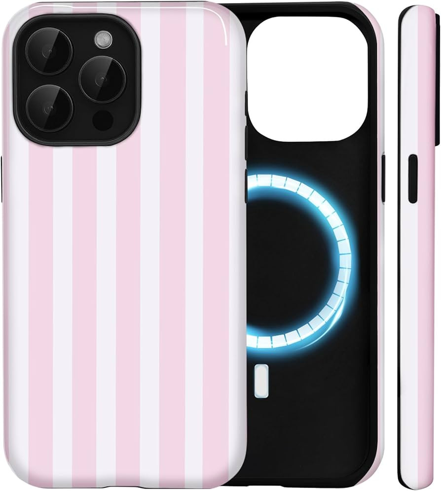 for iPhone 15 Pro Case Compatible with Magsafe Cute Striped Aesthetic Magnetic Design Women Girls... | Amazon (US)