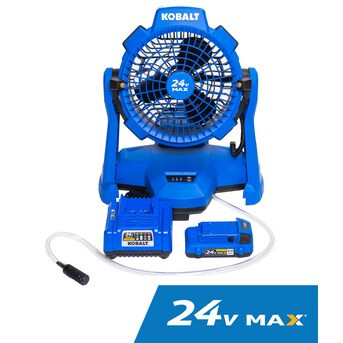 Kobalt 7-in 24 -Volt 3 -Speed High Velocity Indoor/Outdoor Blue Misting Floor Fan Battery(s) Incl... | Lowe's