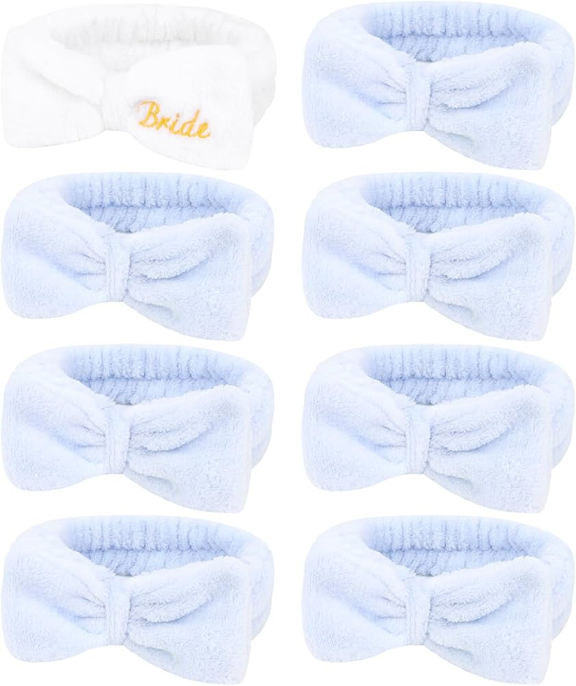 Semato Bachelorette Party Favor Set - Bride & Bridesmaid Spa Headbands (1 Bride + 7 Blue) | Amazon (US)