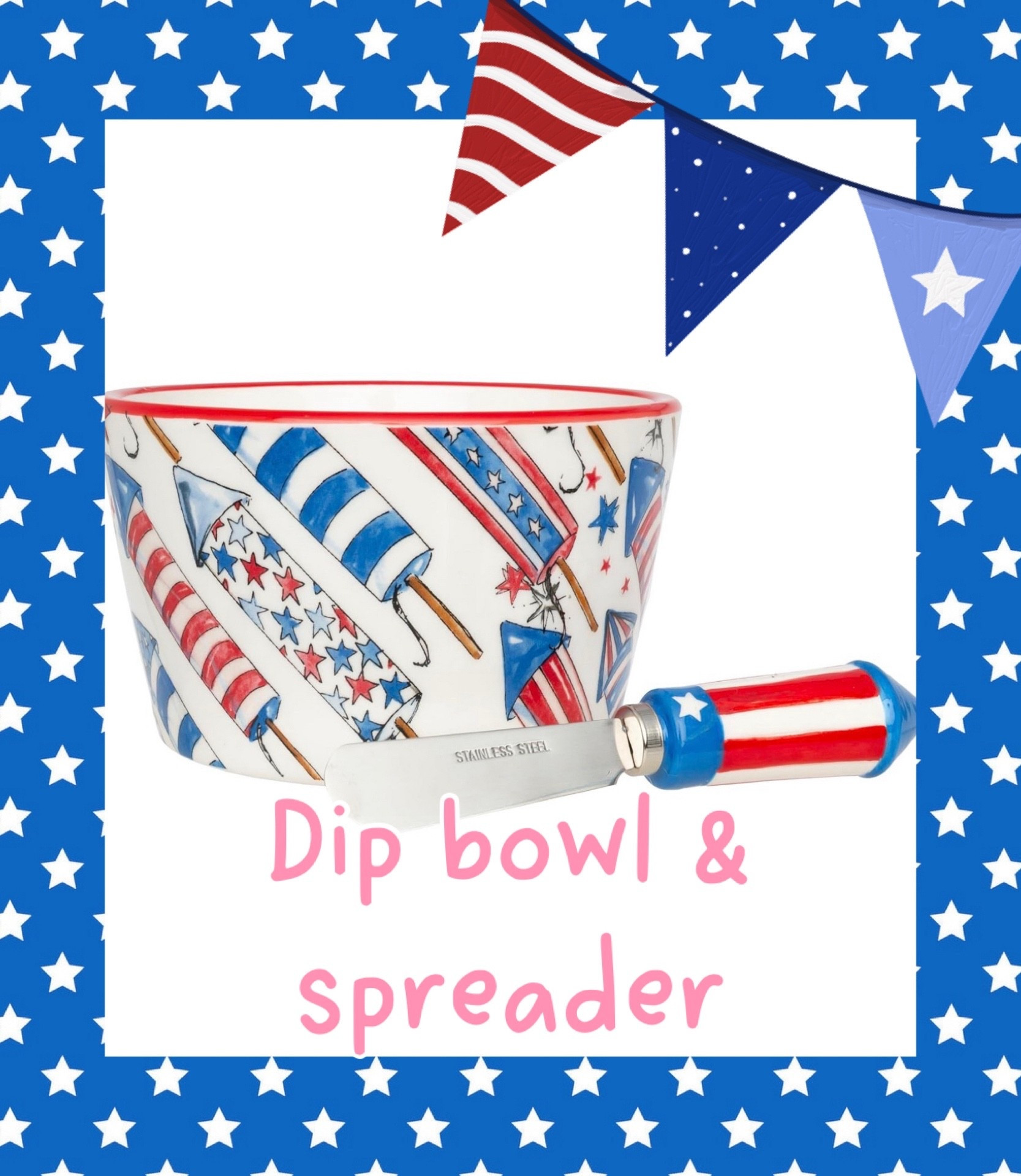 Patriotic Dip Bowl & Spreader Set 🇺🇸✨


Such a fun and festive serving piece for summer hosting 🇺🇸 this patriotic dip bowl + spreader set is perfect for charcuterie boards, dips, or soft cheeses for Memorial Day and the Fourth of July ❤️💙

I love the hand-painted firecracker design paired with the striped spreader—adds the cutest preppy, grandmillennial touch to your table or bar cart 🎆 Easy to mix in with your blue & white pieces or Americana decor for an elevated entertaining look!

patriotic serveware, fourth of july decor, memorial day hosting, americana style, preppy home decor, grandmillennial entertaining, charcuterie board ideas, summer entertaining essentials, festive kitchen decor 🇺🇸

#LTKHome #LTKSeasonal #LTKfoodie