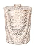 Kouboo La Jolla Rattan Round Plastic Insert & Lid, Large, White-Wash for Bedroom, Living Room and... | Amazon (US)