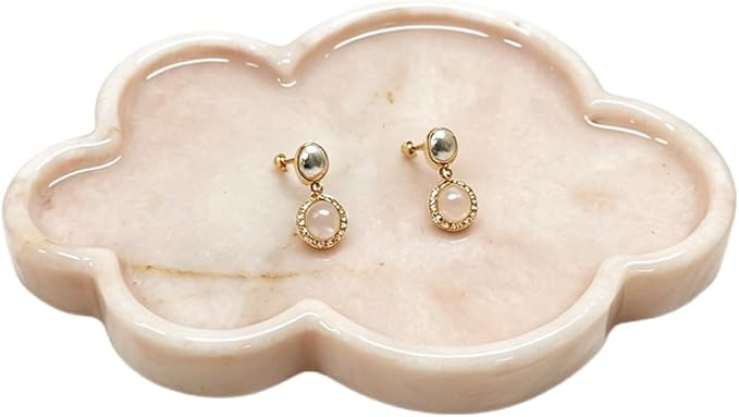 Natural Marble Tray Cloud Shape Vanity Trays, Jewelry Trays Holder Dish for Bathroom Countertop H... | Amazon (US)