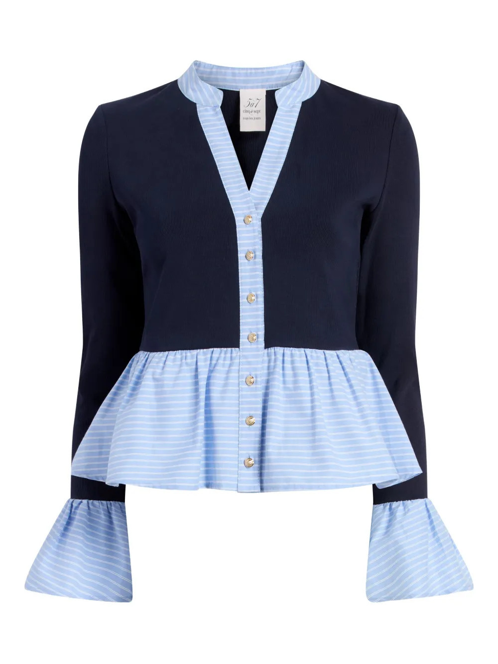 Cinq A Sept Skai ruffled top - Blue | Farfetch Global