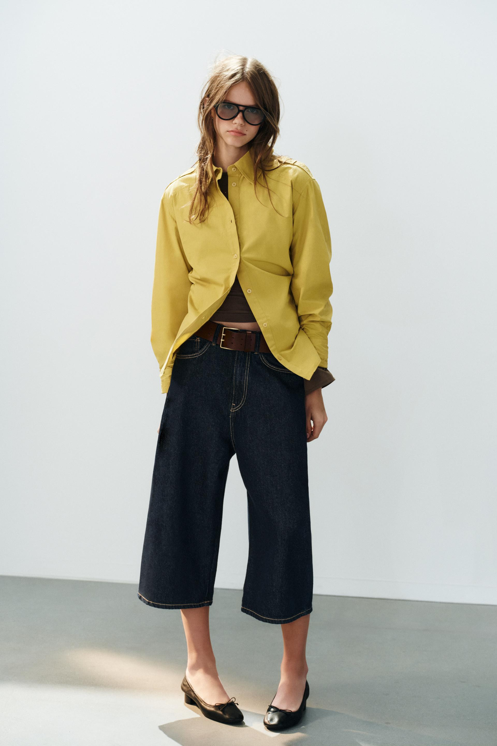 Zara - Twill Tab Detail Shirt - Mustard - S - Woman | Zara US