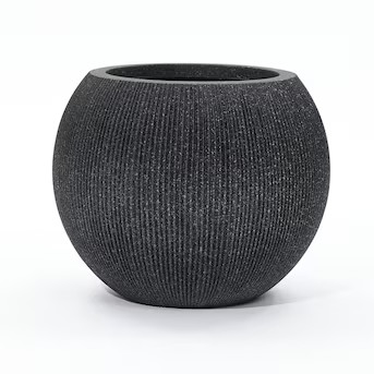 LuxenHome Round 14.57-in W x 11.81-in H x Black Mixed/Composite Indoor/Outdoor Planter | Lowe's
