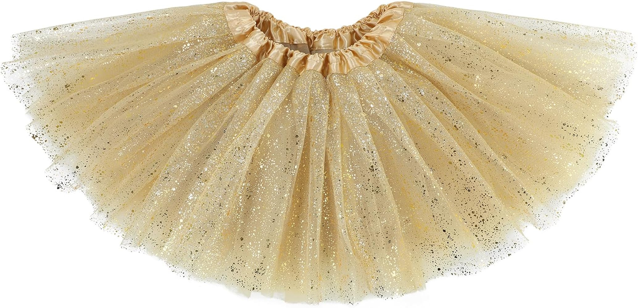 Tutu Skirt Girls 3 Layers Sparkle Tulle Skirt Ballet Dance Dress Princess Skirt for Toddler Girls | Amazon (US)