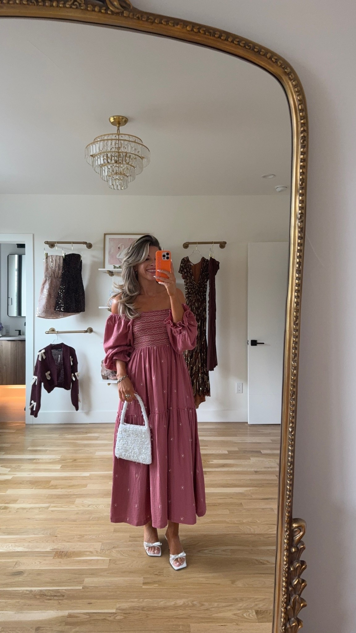 Pink lily pink off the shoulder smocked floral midi fall dress 

Pink lily code: emerson
Body glow color: can't handle the heat

Wearing my usual smalls

Cocktail event
Pink floral
Off the shoulder
Baby shower
Bump friendly 
Fall transitional
Date night

#LTKFindsUnder50 #LTKFallSale #LTKSeasonal