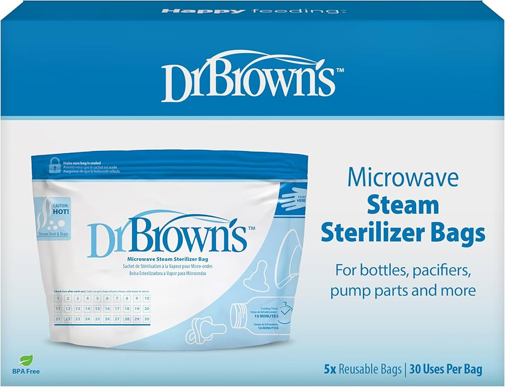 Dr. Brown's Microwave Steam Sterilizer Bags for Baby Bottles, Pacifiers, Pump Parts and Accessori... | Amazon (US)