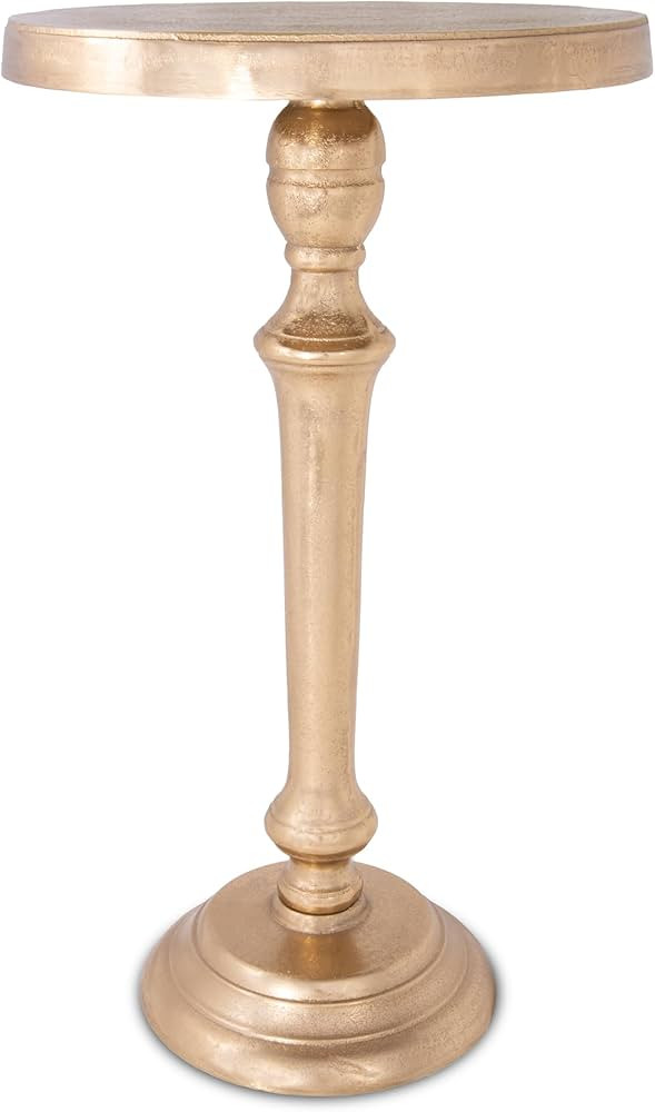 OBJET D'ART Small Round Gold End Tables, Portree, 21'' Height, Vintage Metal Accent, Side, Pedest... | Amazon (US)