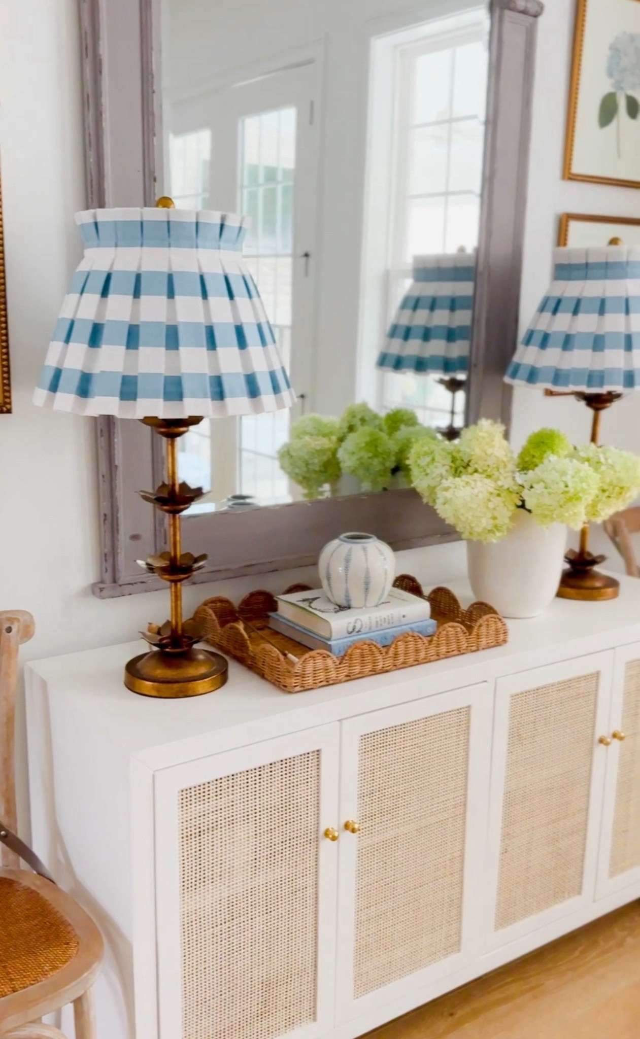 Classic coastal blue & white lampshades