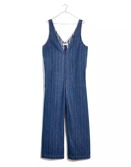Denim V-Neck Wide-Leg Jumpsuit | Madewell