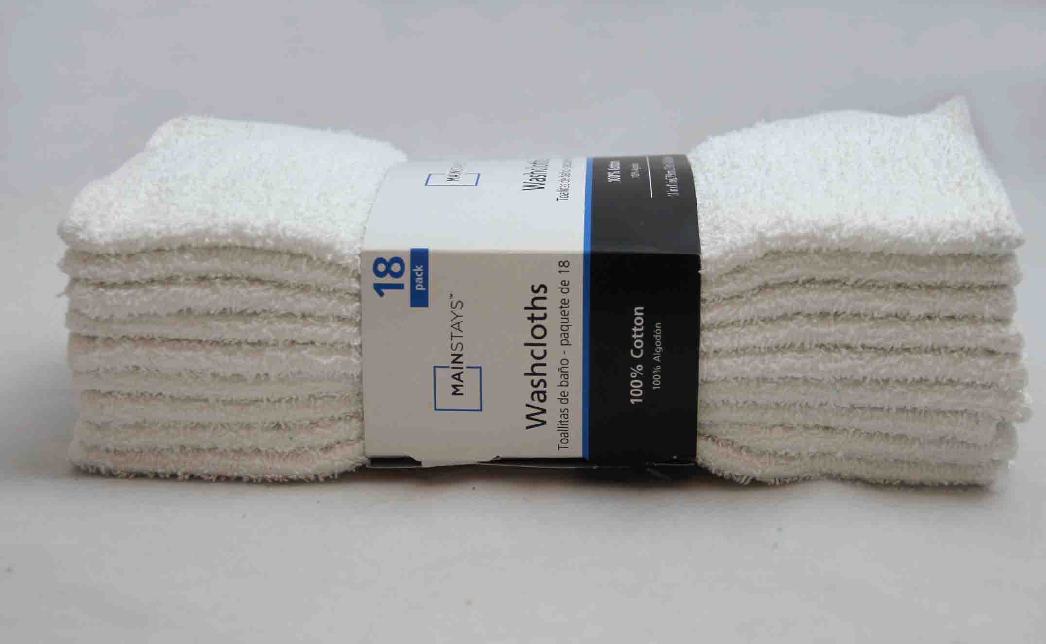 Mainstays 18-Pack Washcloth Bundle, White | Walmart (US)