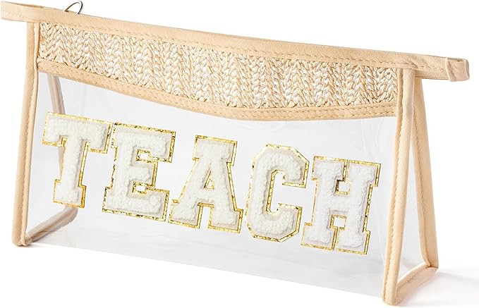 Boho Patch TEACH Cosmetic Bag - Teacher Appreciation Gifts Teach Chenille Varsity Letter Clear To... | Amazon (US)