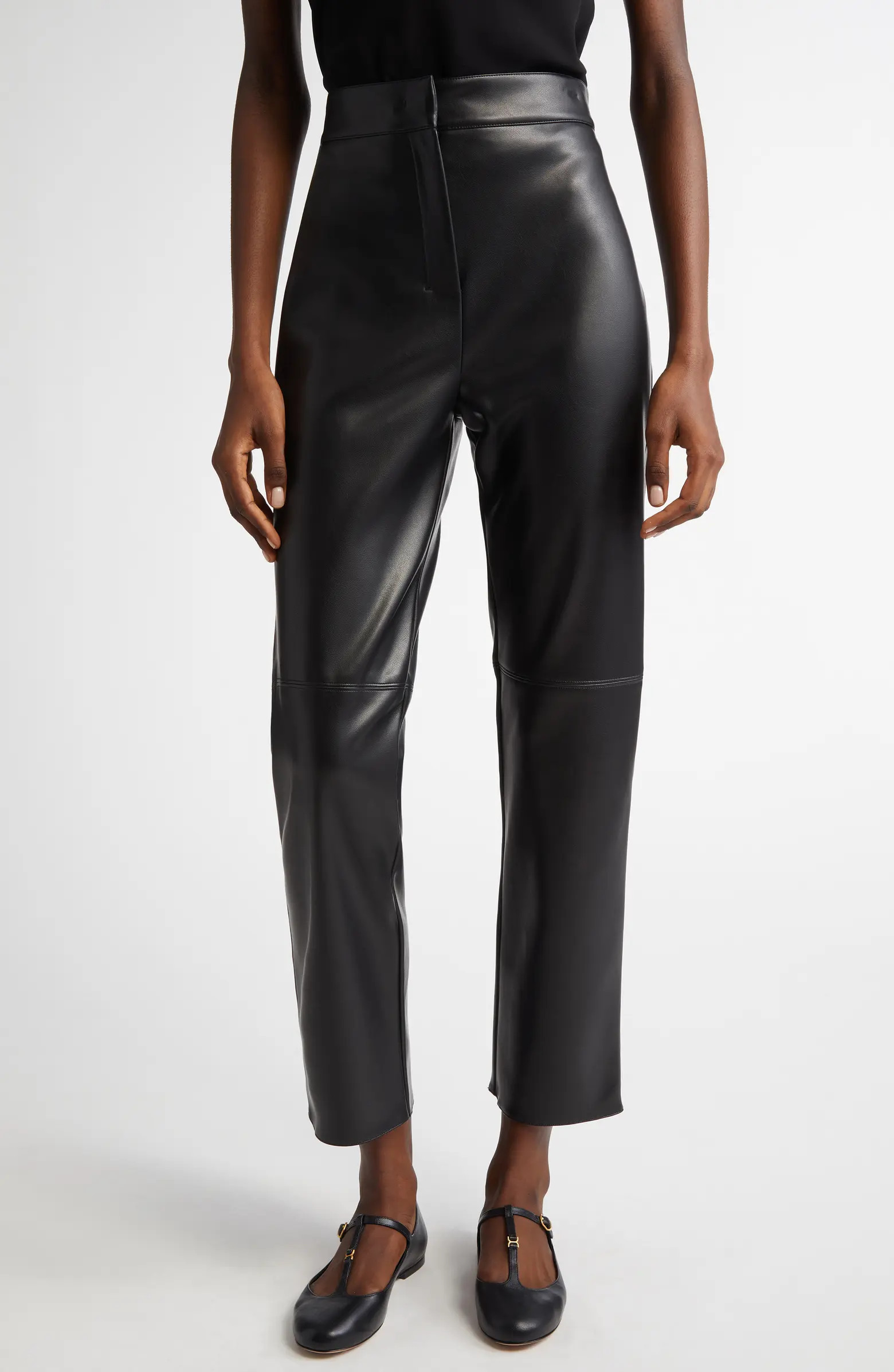 Edgard Faux Leather Straight Leg Crop Pants | Nordstrom