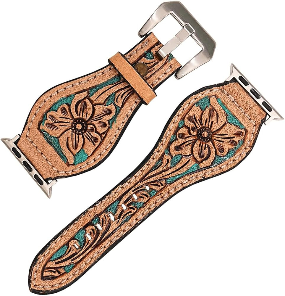 American Darling Floral Hand Tooled I watch Men Women Genuine Leather Strap | Amazon (US)