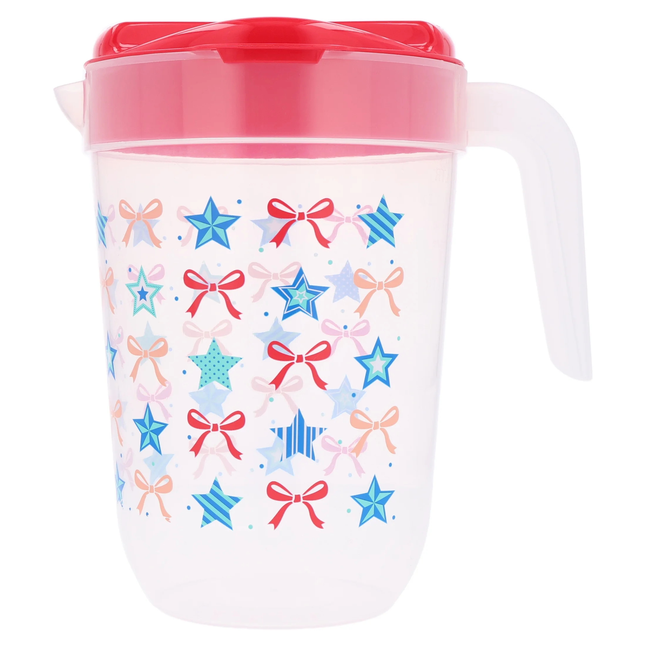 Stars and Ribbons Plastic Pitcher, Red/Blue/Clear, 1 Gal, Patriotic by Way To Celebrate | Walmart (US)