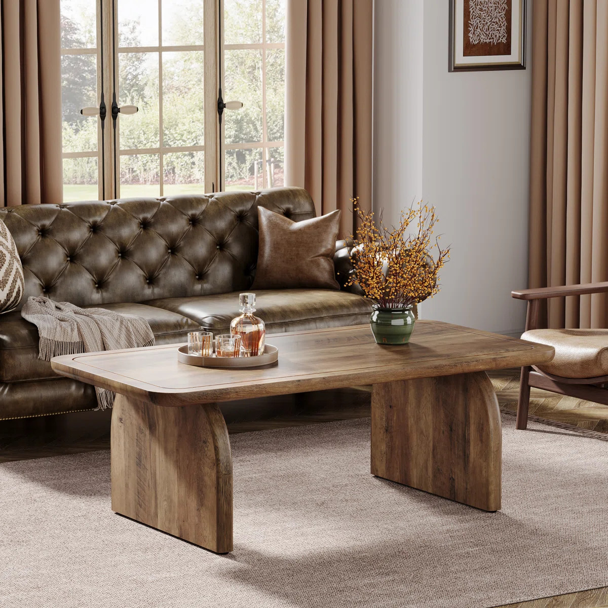 Wolbach 47-Inch Farmhouse Wood Coffee Table, Rectangle Center Table for Living Room | Wayfair North America