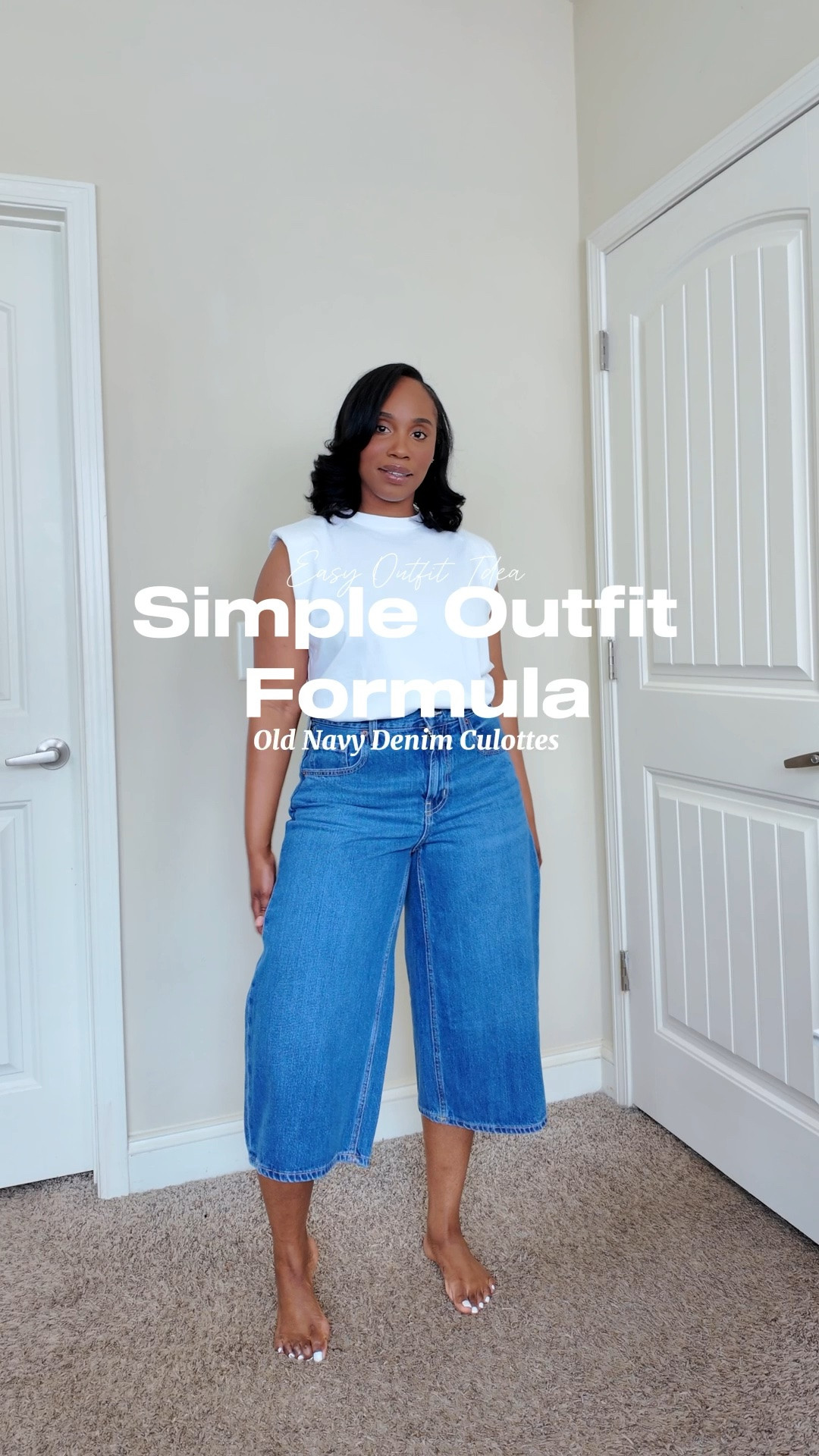 My go to outfit formula for every season: a classic white tee and denim. These denim culottes are comfortable, versatile, and definitely on repeat this summer. Im wearing a size 10 for more oversized fit #easyoutfits

#LTKootd #LTKMidsize #LTKgrwm
