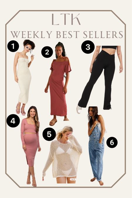 LTK weekly best sellers!!
1. I’m in a size small, it’s stretchy!
2. Size small- runs big I recommend sizing down
3. Flared leggings size small short
4. Maternity set size small- code Mimipluswill gets you 25% off
5. Size small- runs big! 
6. Petite friendly overalls! I’m in a size medium short with my bump

#LTKfindsunder50 #LTKfindsunder100 #LTKstyletip