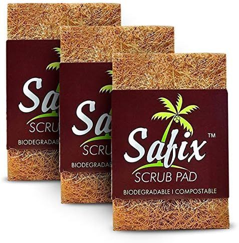 Natural Non-Scratch Multi-Purpose Coconut Safix Scrub Pad - 3 Pack | Amazon (CA)
