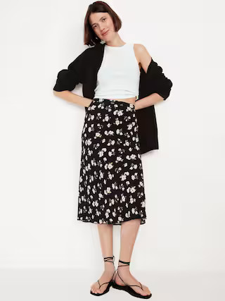 Crepe A-Line Midi Skirt | Old Navy (US)