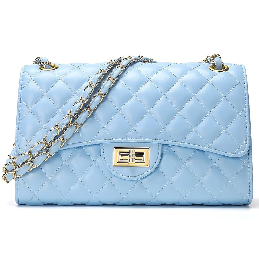 Quilted Leather Crossbody Bags for Women Trendy Ladies Shoulder Purse Satchel HandBag with Chain ... | Amazon (US)