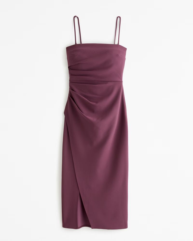 Women's Strapless Crepe Midi Dress | Women's Dresses & Jumpsuits | Abercrombie.com | Abercrombie & Fitch (US)