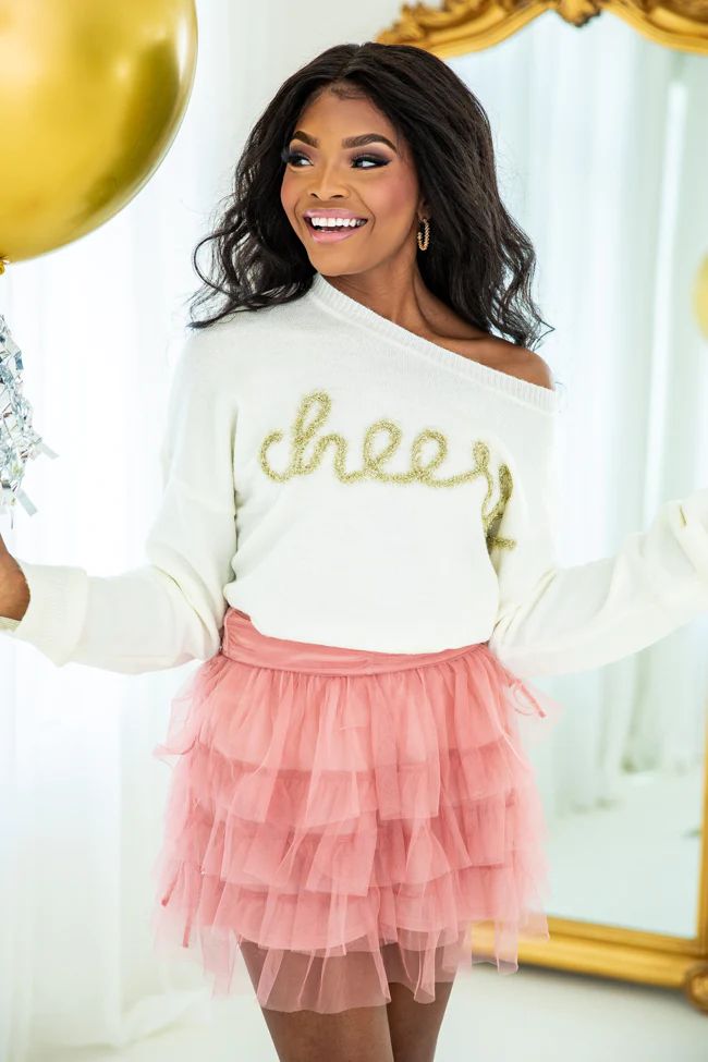 Long Story Short White Tencel Cheers Sweater | Pink Lily