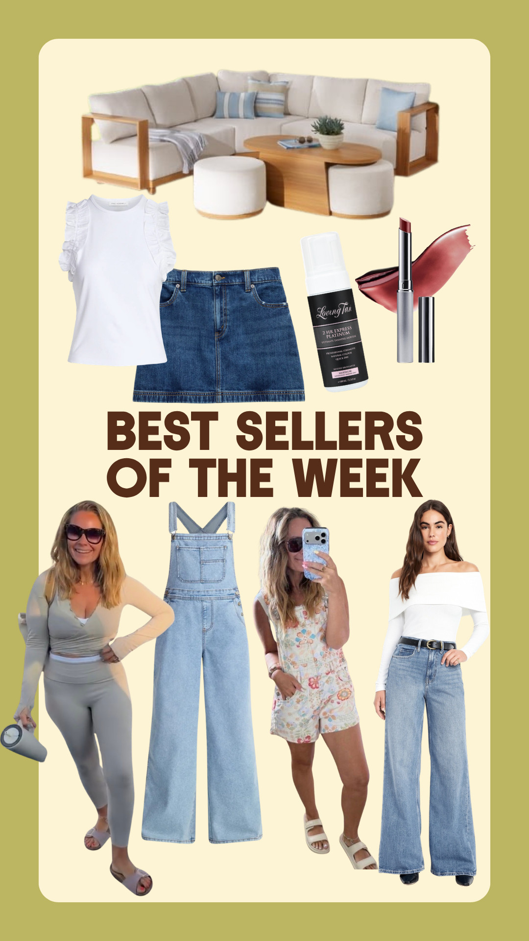 Best sellers of the week!!! You girls loved my recent denim, overalls galore, the cutest workout set, my outdoor patio couch and more! Run don't walk, these are GOOD!!  

 #LTKootd #LTKSeasonal #LTKBeauty