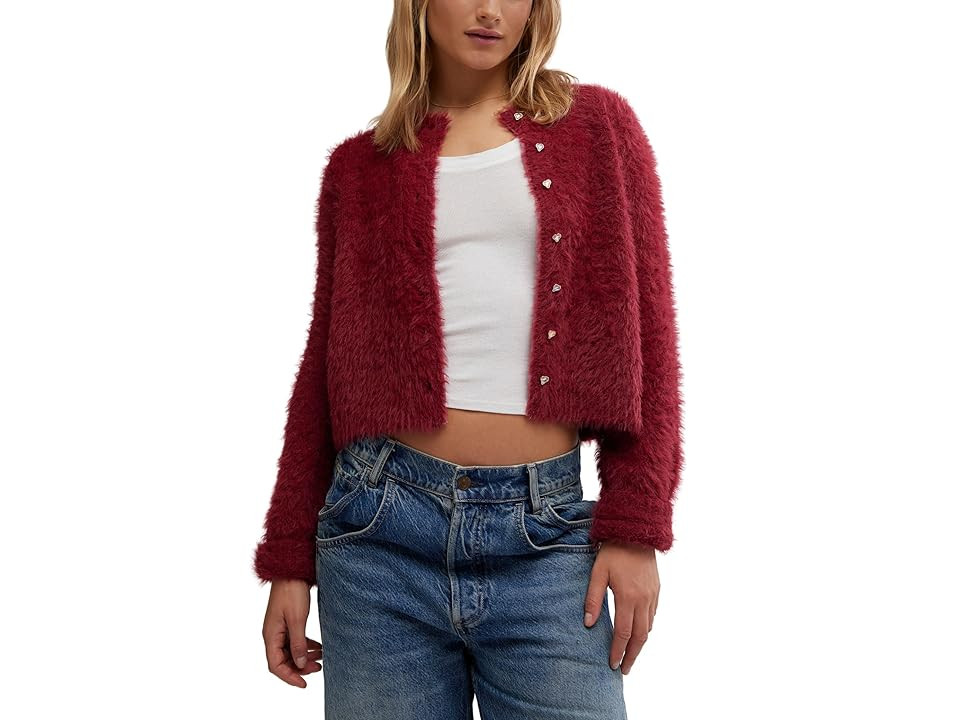 Free People Celeste Cardi Women's Sweater Aged Red : XS (Women's 0-2), Acrylic/Cotton/Polyamide | Zappos