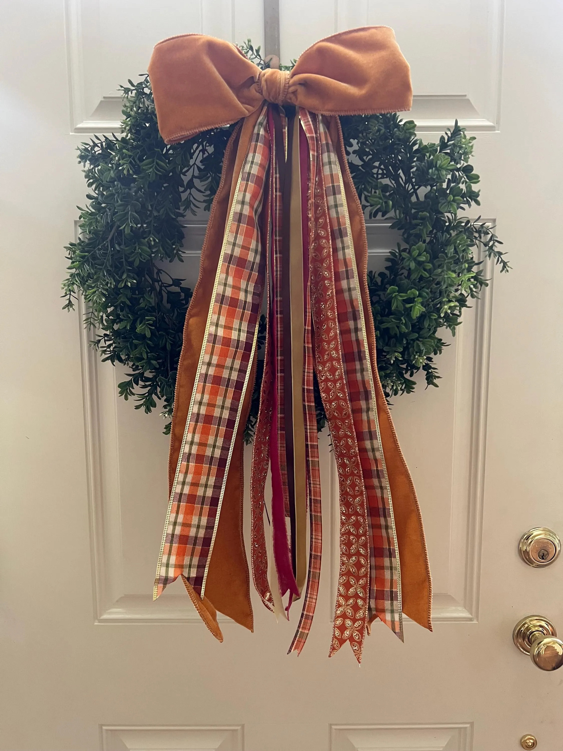 Handmade Fall Wreath Ribbon Bundle: Gold, Brown, Plaid, Maroon (25" with Clip) | Etsy (Global)