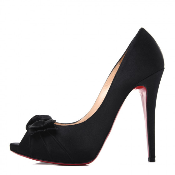 CHRISTIAN LOUBOUTIN Crepe Satin Madame Butterfly 120 Pumps 38.5 Black | Fashionphile