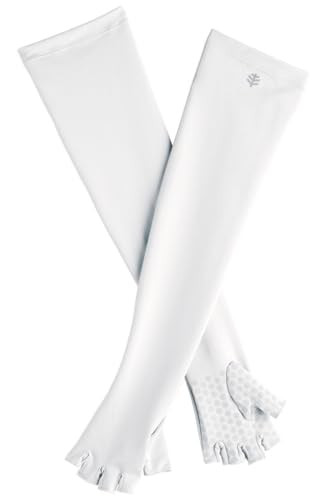 Coolibar UPF 50+ Unisex Perpetua UV Long Fingerless Sun Gloves - Sun Protective (X-Small- White) | Amazon (US)