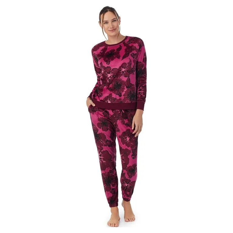 Secret Treasures Women's and Women's Plus 2-piece Stretch Knit Velour Top and Jogger Set | Walmart (US)
