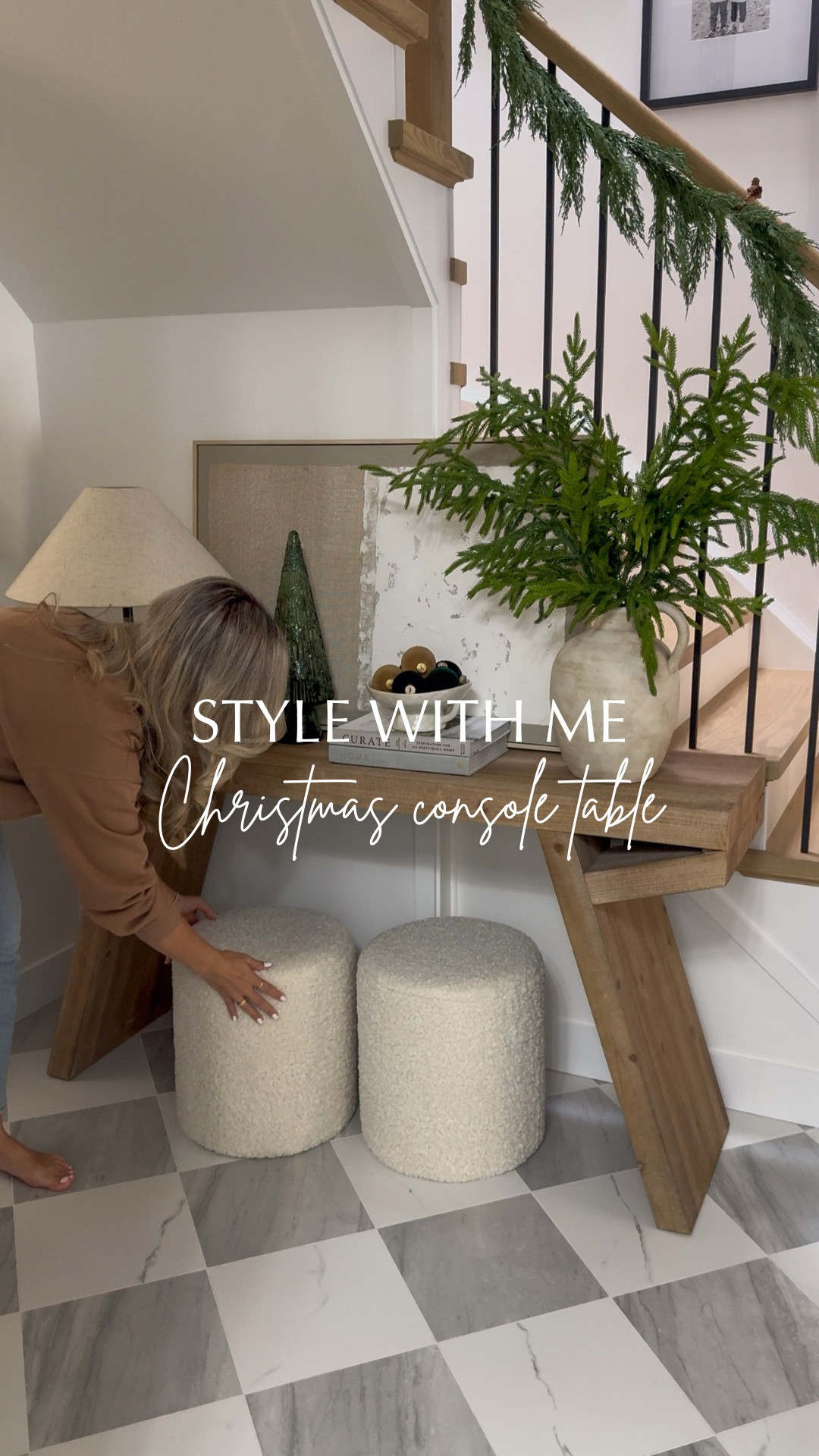 CHRISTMAS CONSOLE🌲🫶🏼

I added a touch of Christmas cheer to my foyer console table with just a few festive statement pieces.

•Glass Christmas tree
•Velvet ornaments
•Norfolk pine stems

To keep things budget friendly remember you don’t have to replace all of your decor seasonally. Use what you already have and swap out/incorporate a few new pieces. 

CONSOLE STYLING TIPS;

•Use a large anchor piece (artwork or a mirror).
•Layer items to create different heights.
•Use different shapes and textures.
•Avoid over crowding (leave some negative space).
•Bring in nature (real or faux stems) for greenery.

#consoletable #christmasdecor #stylinginspo #budgetfriendly #cozychristmas #christmashome

#LTKHome #LTKHoliday #LTKSeasonal