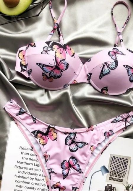 Butterfly print pink bikini for summer vacation.

#LTKstyletip #LTKfindsunder50 #LTKswim