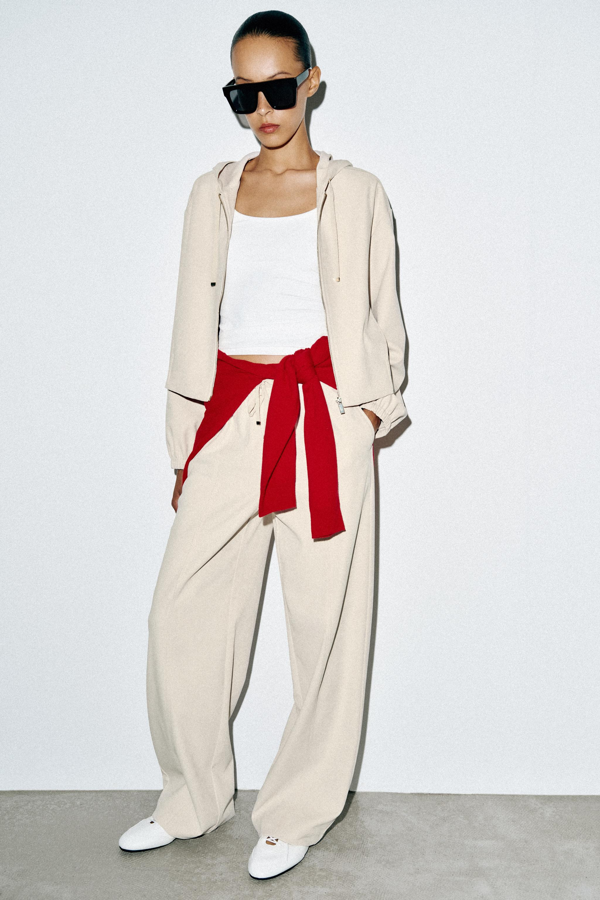 ELASTIC WAIST WIDE LEG TROUSERS | Zara US