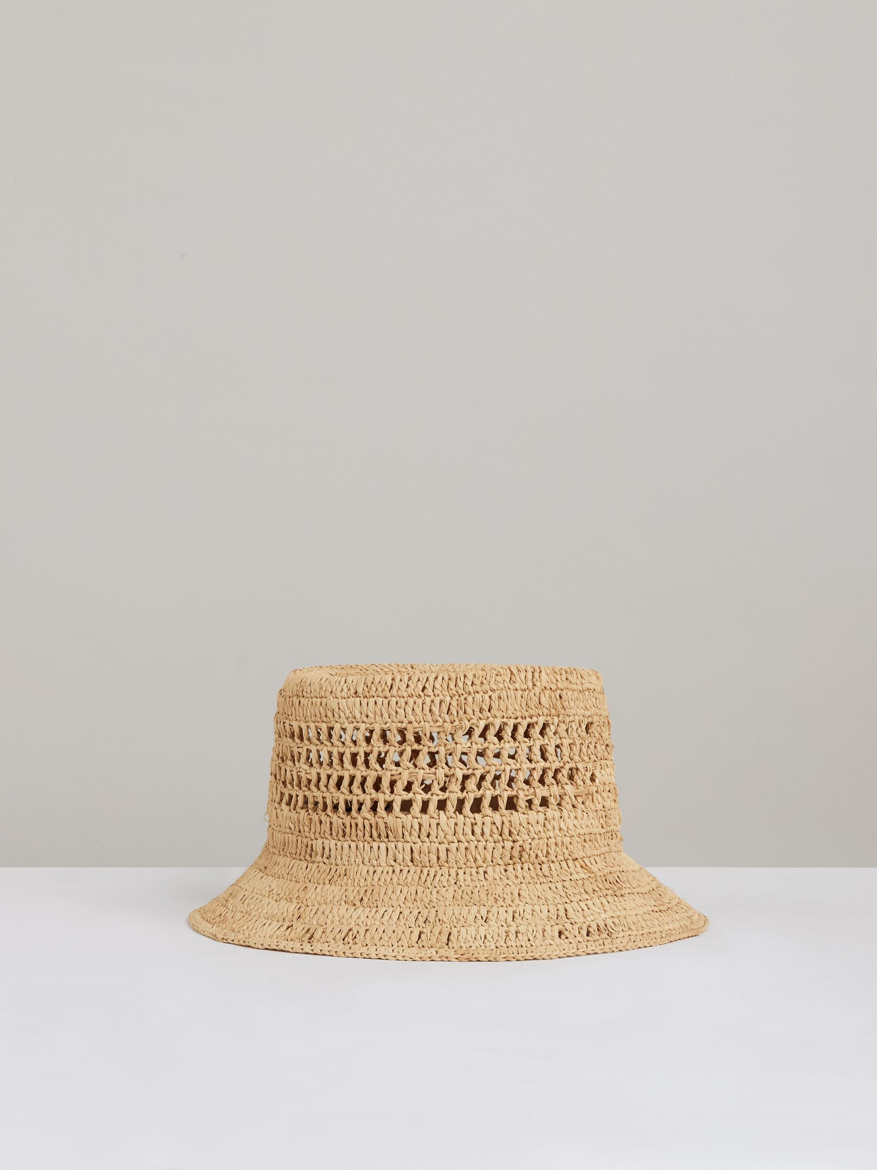 Straw Bucket Hat in Natural | Reiss UK