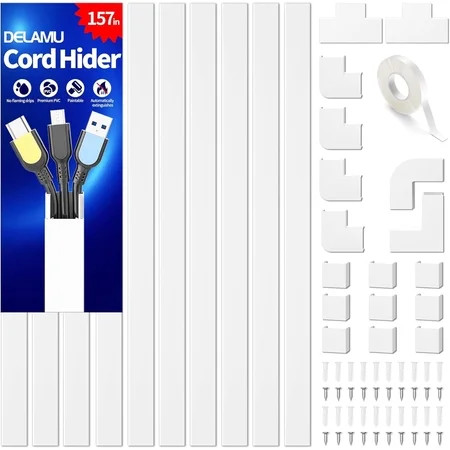 Cord Hider, LazySpin 157" Cable Cord Cover for TV on Wall, White | Walmart (US)