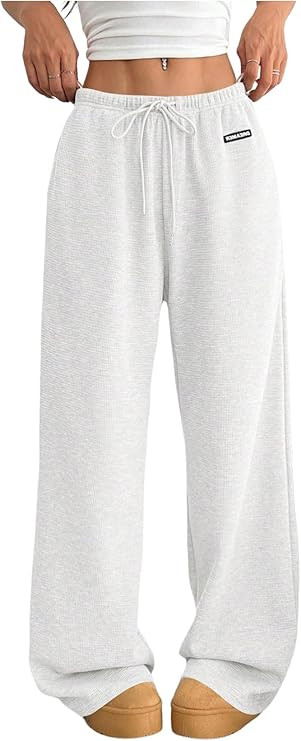 SOLY HUX Women's Drawstring Sweatpants Low Rise Baggy Wide Leg Pants with Pockets | Amazon (US)