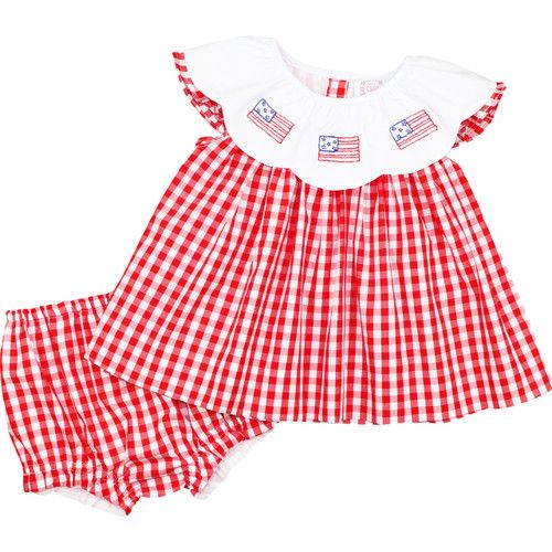 Red Check Flag Diaper Set | Cecil and Lou