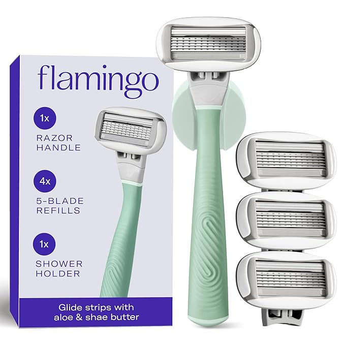 Flamingo Shaving Razor Set for Women - Original Razor Handle, 4 Blade Refills, and Shower Holder ... | Amazon (US)