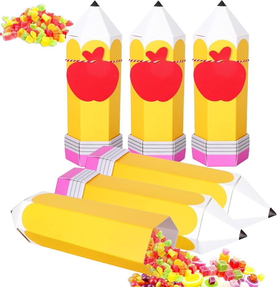 Whaline 20Pcs Back to School Pencil Treat Boxes with Apple Shape Tags and Rope Pencil Candy Boxes... | Amazon (US)