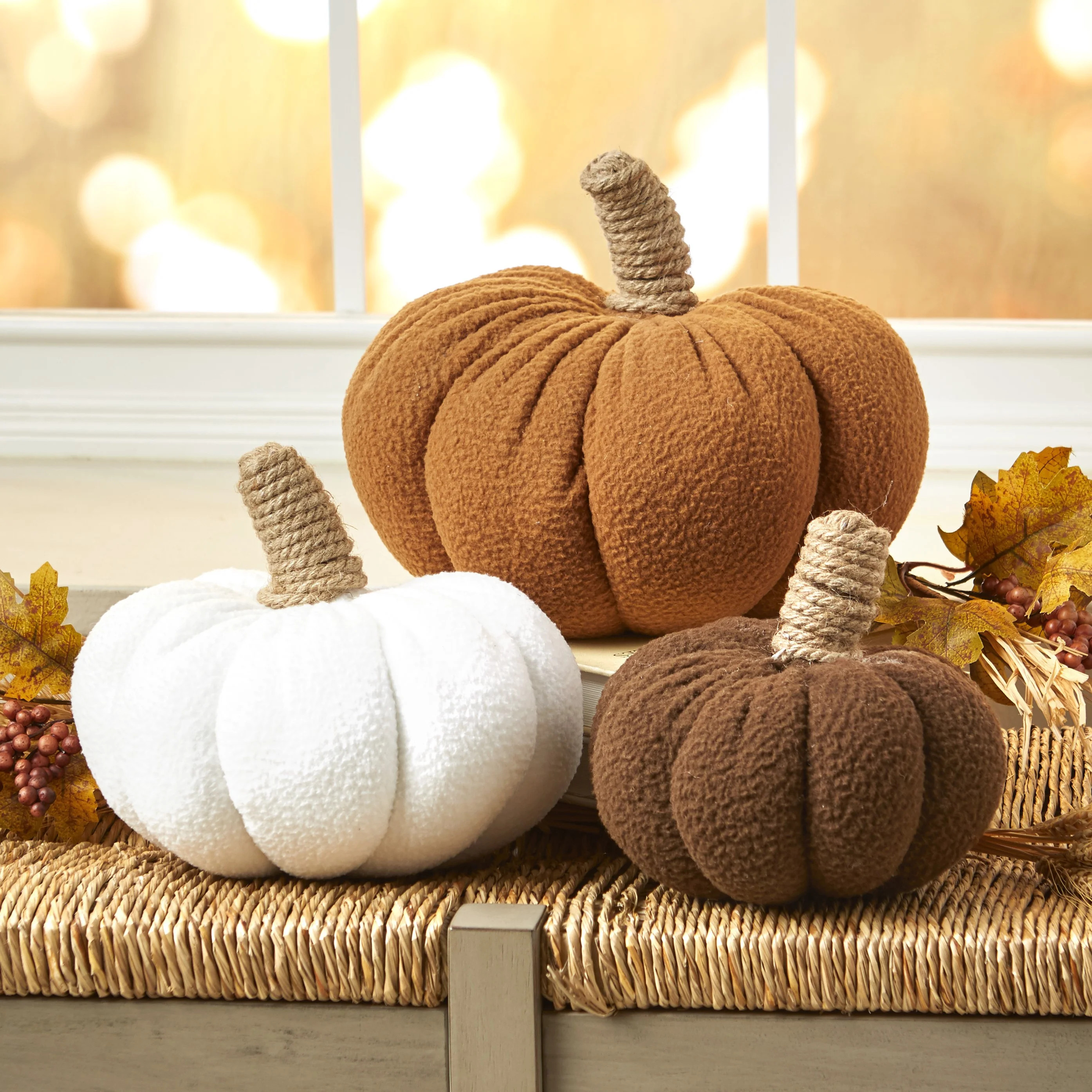 Sherpa Pumpkin Pillow - Decorative Fall Pillow for Table - Small | Walmart (US)
