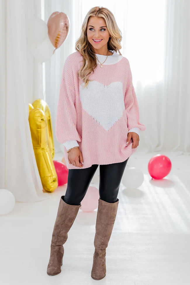 Heal Your Heart Pink Heart Sweater | Pink Lily