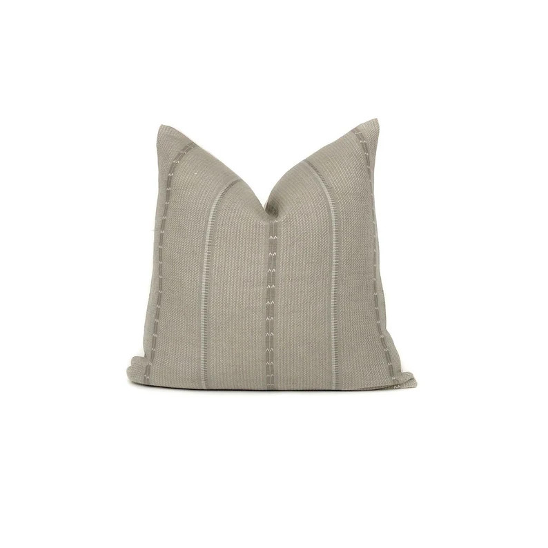 Florence Pillow Cover in Grey | Grey/Beige Stripe Pillow | Designer Woven Pillow | No6 , Throw Pi... | Etsy (US)